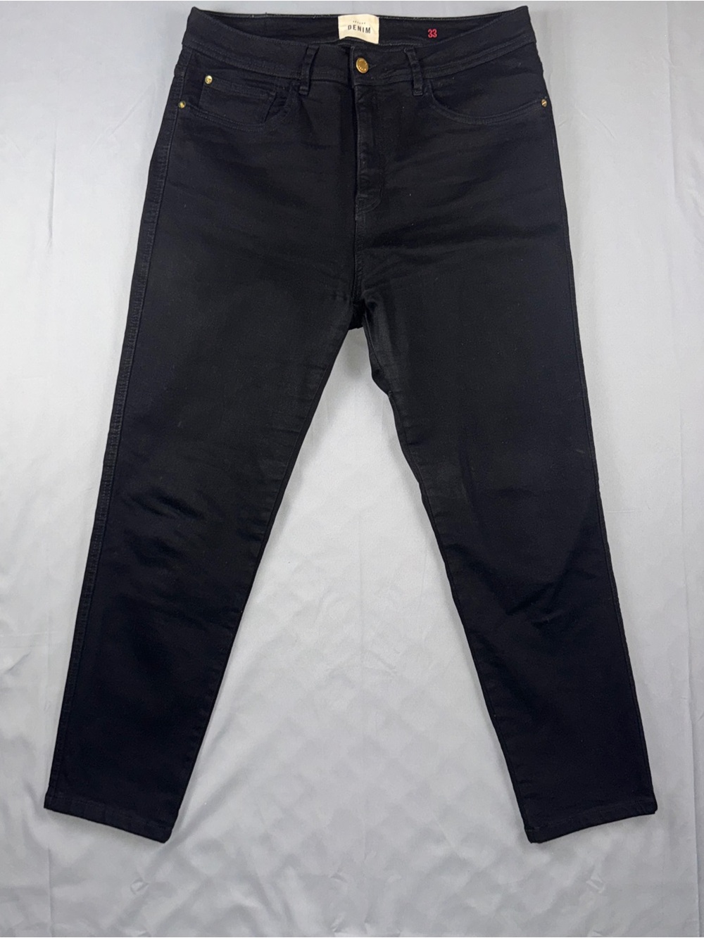 Sézane Jeans Mens 33x30 Black Dark Wash Slim Tapered Stretch Denim Pants